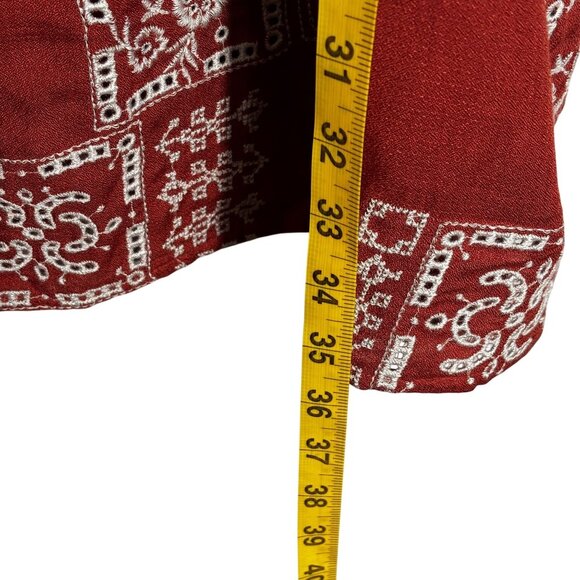 Lucky Brand Red Sleeveless Square Neck Embroidered Cami Dress size XLarge - Picture 10 of 15